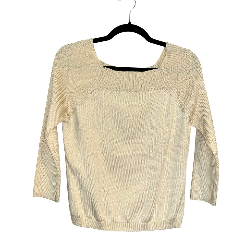 SOLD don’t buy! Peruvian Connection Pima Cotton sweater square neck medium cre - Picture 2 of 8